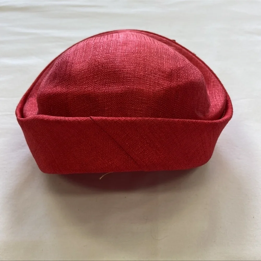 Vintage Hat Rhinestones Shimmer Red‎ Bow